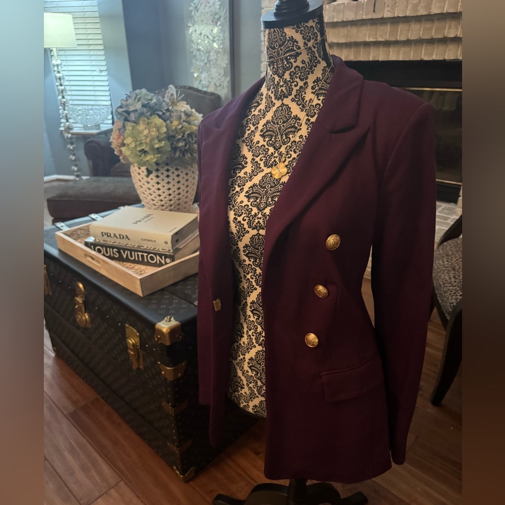 Lane Bryant Deep Purple Lane Bryant Stretchy Fabulous Blazer with Gold Buttons